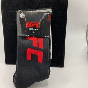 UFC Men's Black and Red Cotton Crew Socks - 3 Pack